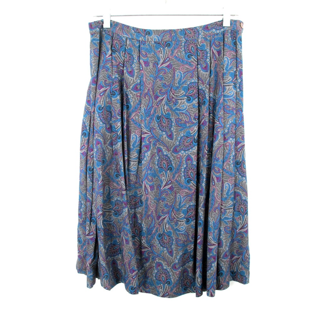 PENDLETON COUNTRY SOPHISTICATES Maxi A-Line Skirt Women 14 Blue Paisley Pleated